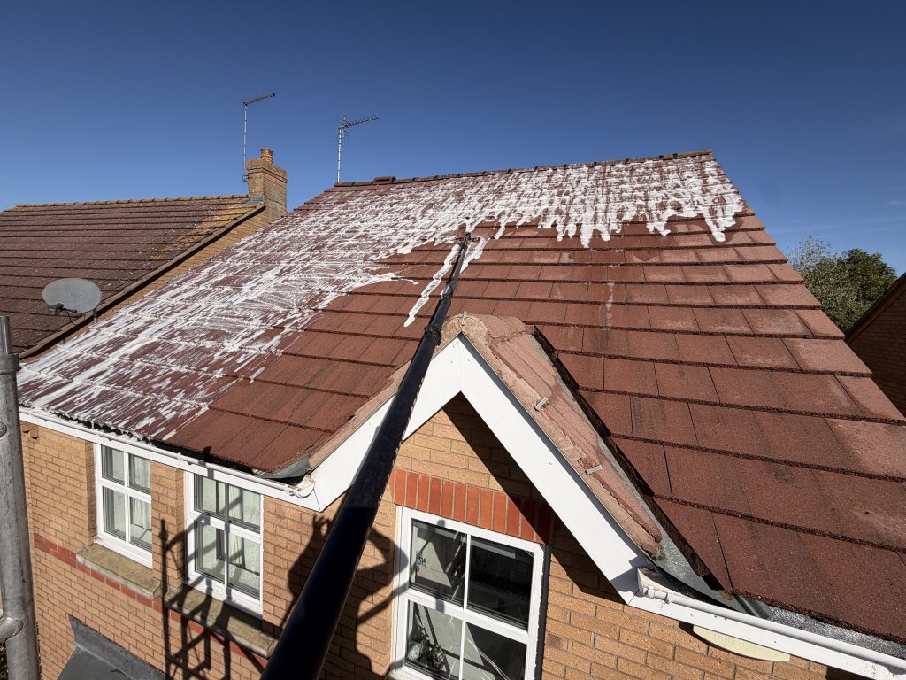 applying a biocide treatment to a roof in Northampton