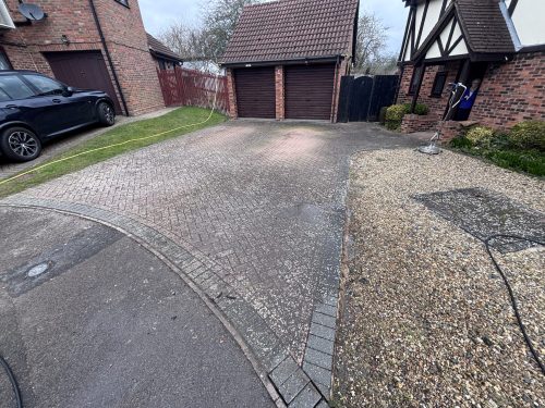 Dirty driveway before cleaning Northampton
