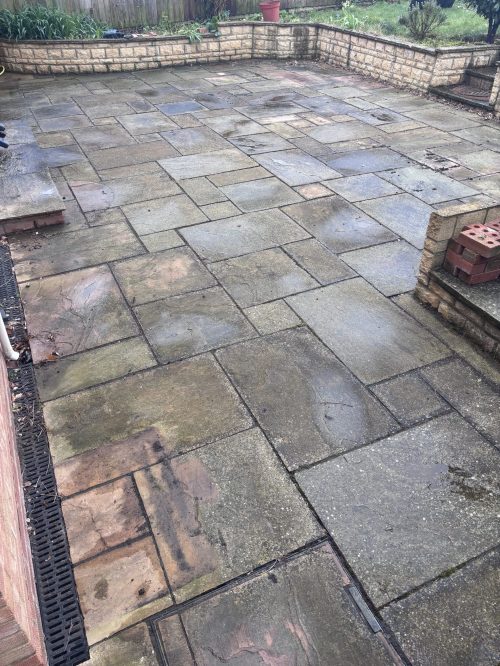 patio cleaned before being re grouted